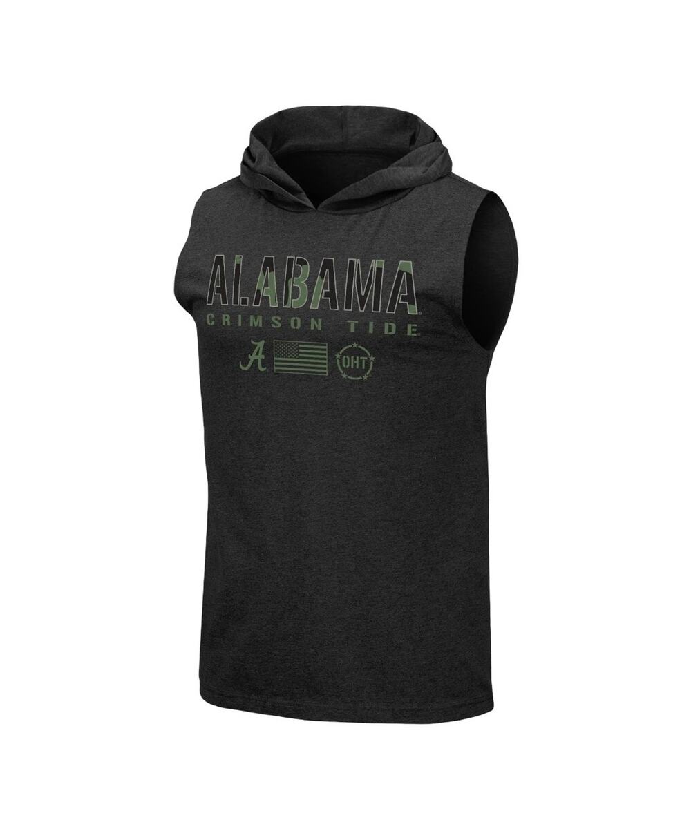 Mens L Colosseum Gray Alabama Crimson Tide OHT Military Hoodie Sleeveless Shirt